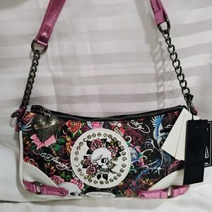 Ed Hardy Multicolor Skull Shoulder Bag